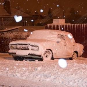 На Кореновск обрушился снегопад