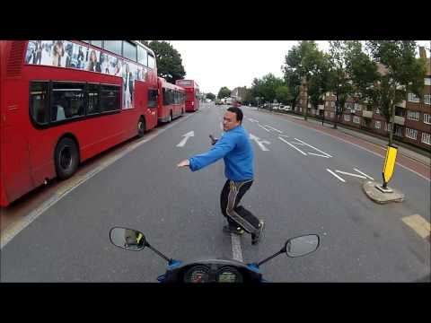 Epic pedestrian fail very nearly ends in brown underwear and serious collision with biker
