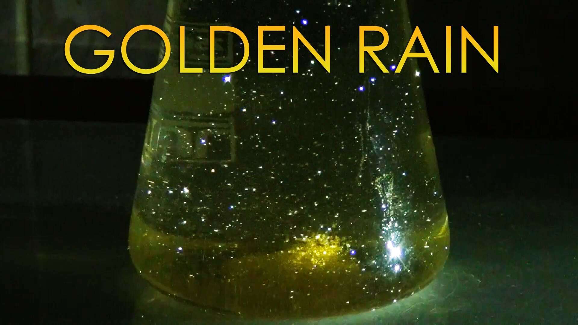 Golden Rain - Growing crystals of lead iodide. Chemical reaction.